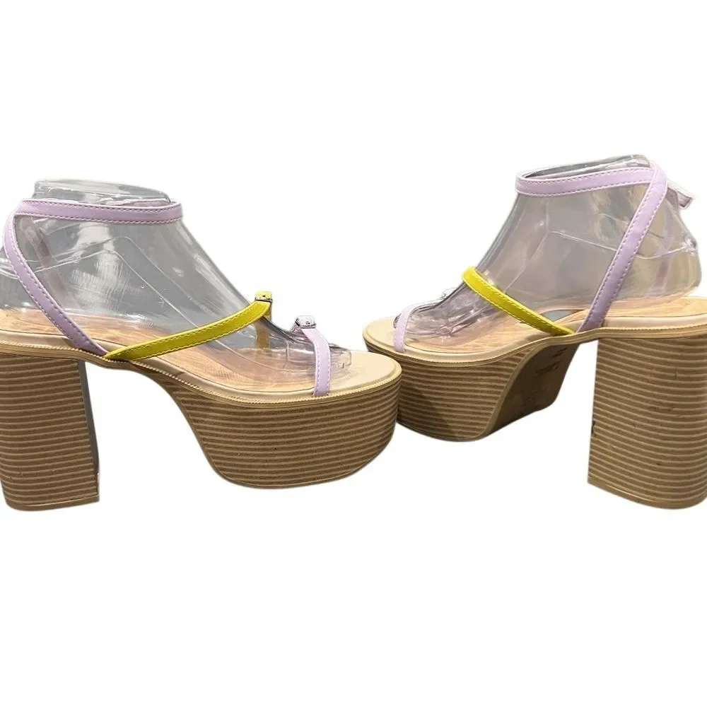 Urban Outfitters Eliza Strappy Platform Block Heel Sandals Size 8
